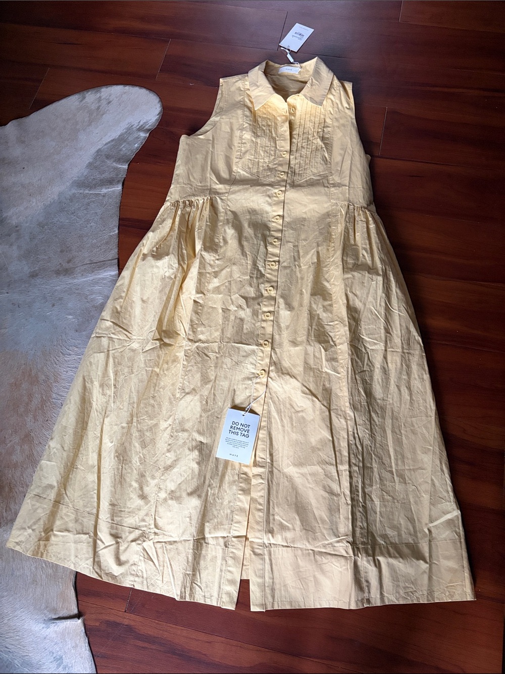Maye Corinne Shirtdress Sleeveless Yellow Button-Front Dress Sz M NWT